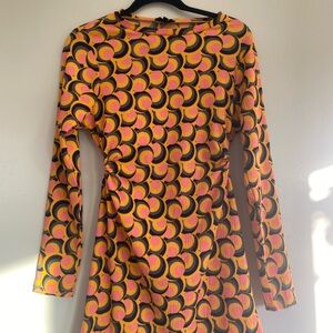 Colorful Patterned Long Sleeve Dress